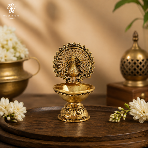 Brass Small Peacock Diya | 3 Inch |Small Diya for Gifting - Pooja - Mandir | Mor Deepak | Pital |
