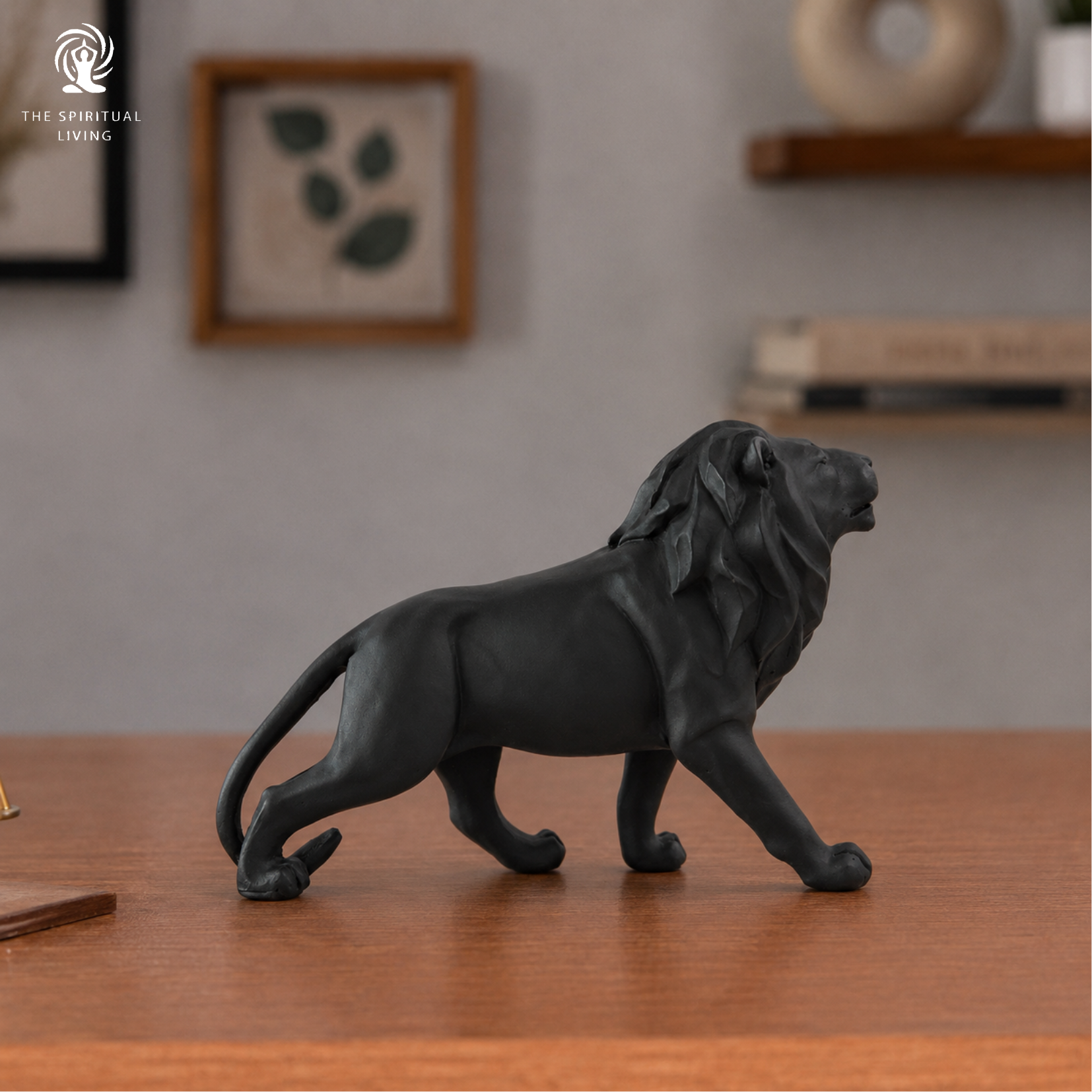 Resin Lion Showpiece for Home Decor | 4 Inch | Vastu | Figurine | Black | Statue |