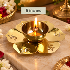 Brass Flower Design Om Diya | 5 INCH