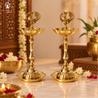 Brass Samay Diya - 8 Inch - 2 pcs Set