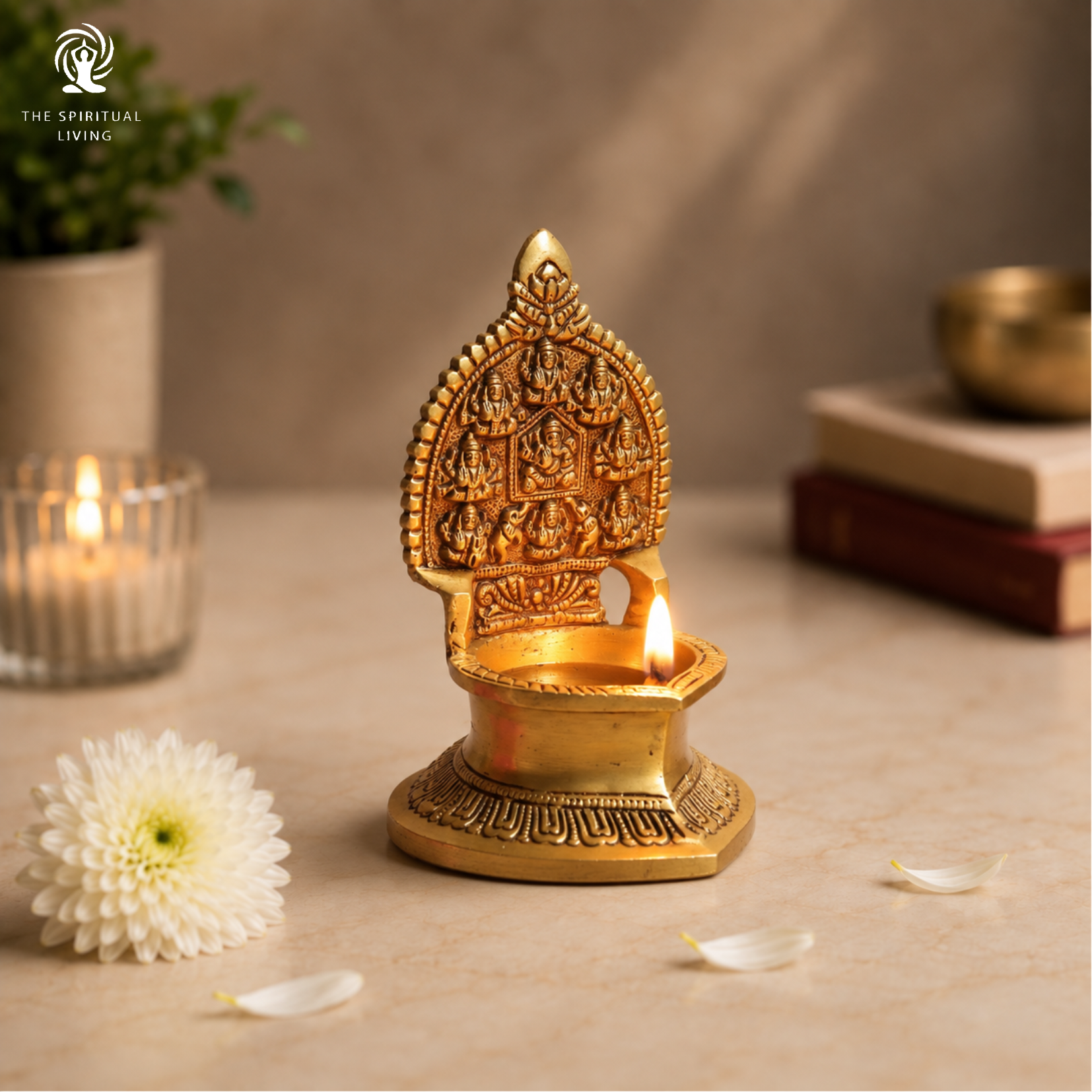 Brass Ashtalakshmi Deepam Diya Lamp Vilakku | 5.5 inch | Diwali Decoration | Gift Items | Kundulu |