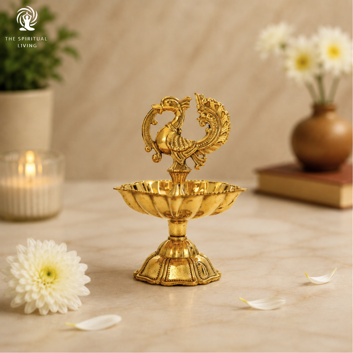 Peacock Diya | Pack of 2 | Design Brass Diya | Kuthu Vilakku | 3 Inch | for Diwali |