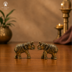 Brass Elephant Idol Pair | 1.5 Inch | Pack of 2 | Minature Statue for Good Luck | Feng Shui |