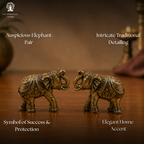 Brass Elephant Idol Pair | 1.5 Inch | Pack of 2 | Minature Statue for Good Luck | Feng Shui |