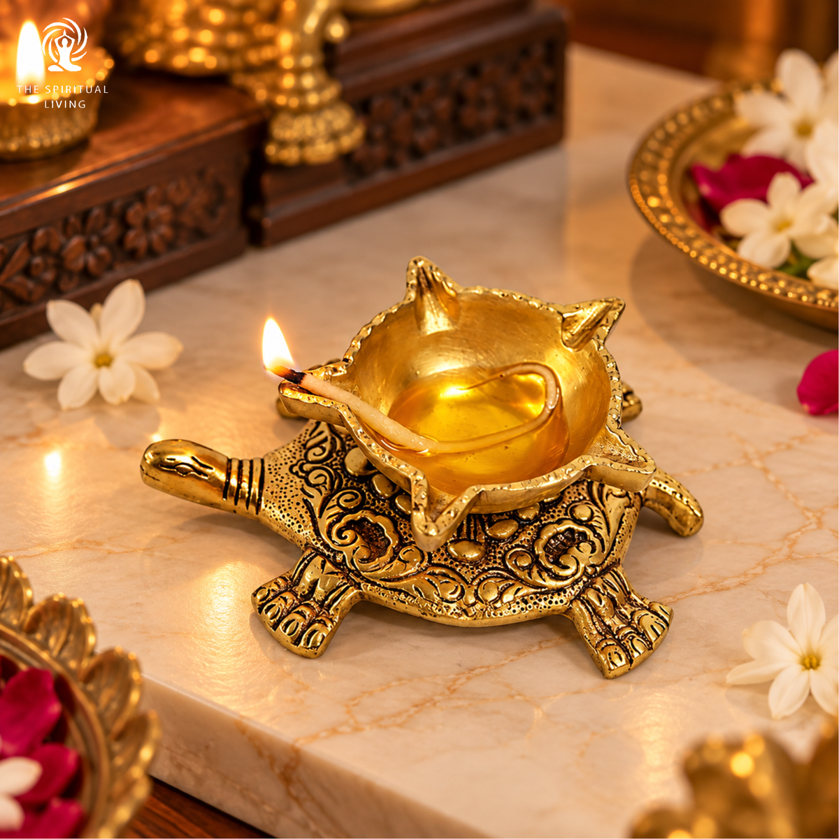 Tortoise Oil Lamp Diya (Brass) 5.5 Inch