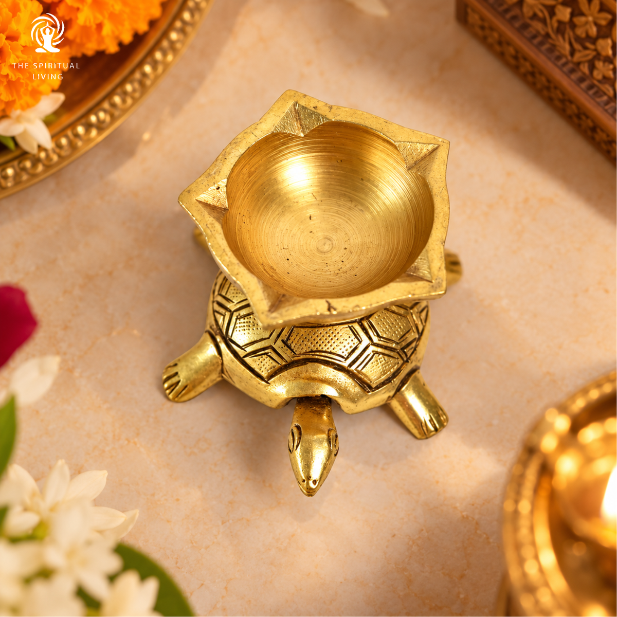 Tortoise Oil Lamp Diya (Brass) 3 inch