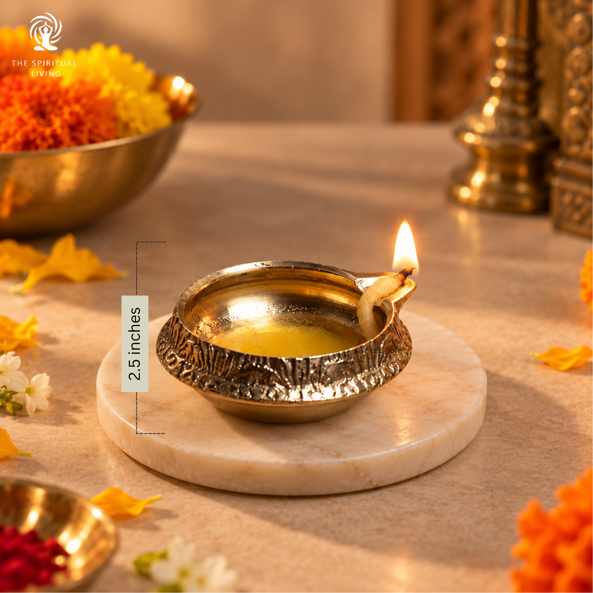 Brass Diya for Pooja | 2.5 Inch - Set of 4 | Kerala Kuthu Vilakku | Deepam Kundulu | Diwali |