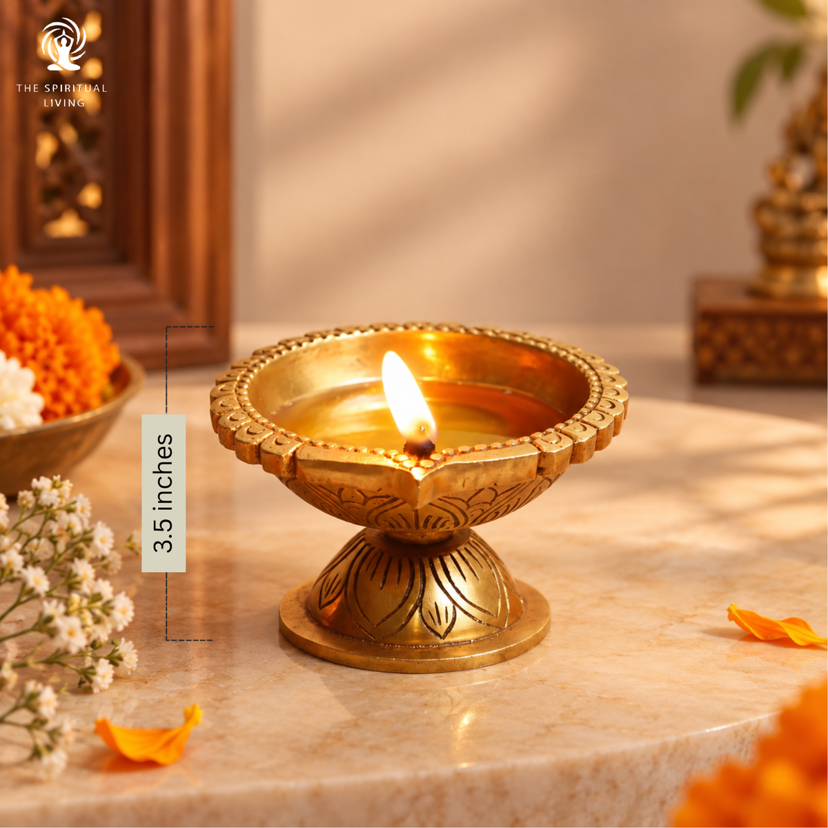 Brass Diya for Pooja | 3.5 Inch | Akhand Diya | Big Size | | Kuthu Vilakku |