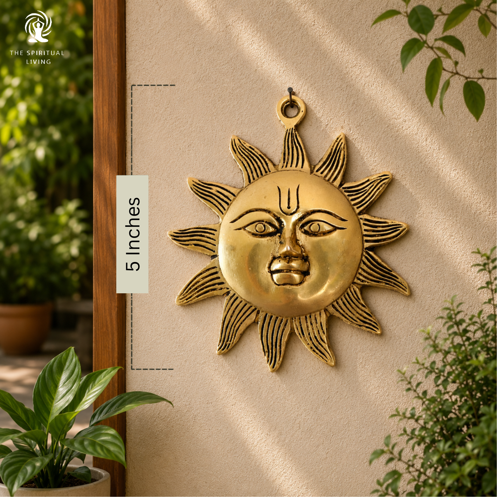 Brass Sun God Wall Hanging - 5 Inch