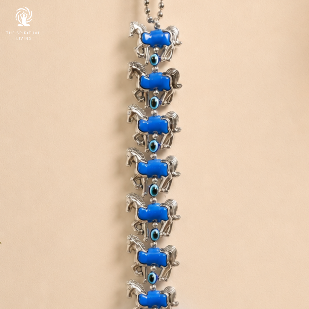Evil Eye Wall Hanging with 7 Horses - 12 Inch