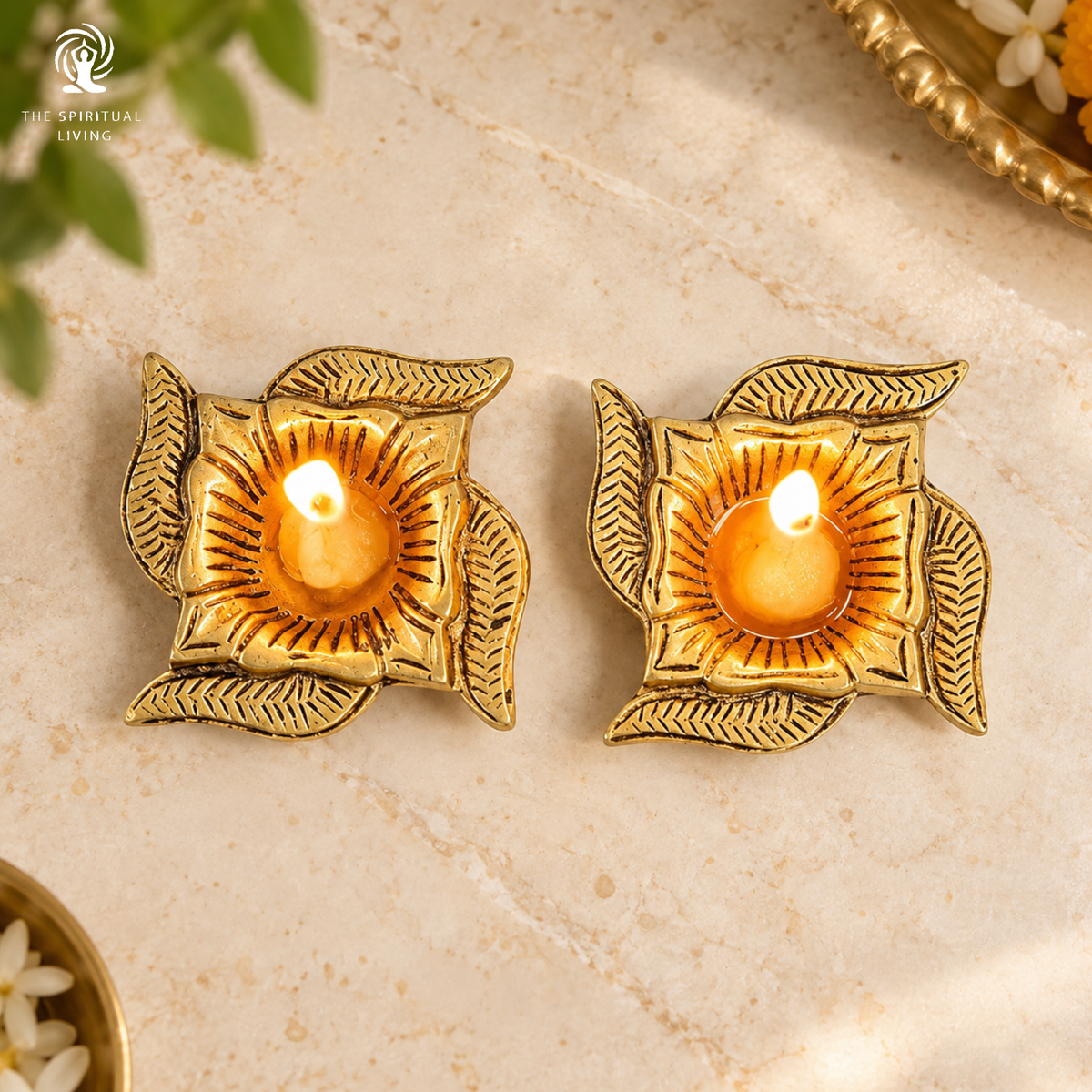 Brass Swastik Diya | 3 Inch | Set of 2 | Oil Wick Diya | Pooja | Diwali Collection | Gift Items |