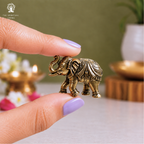 Premium Brass Elephant Idol Miniature | 1.5 Inch | Car Dashboard | Vastu & Feng Shui |