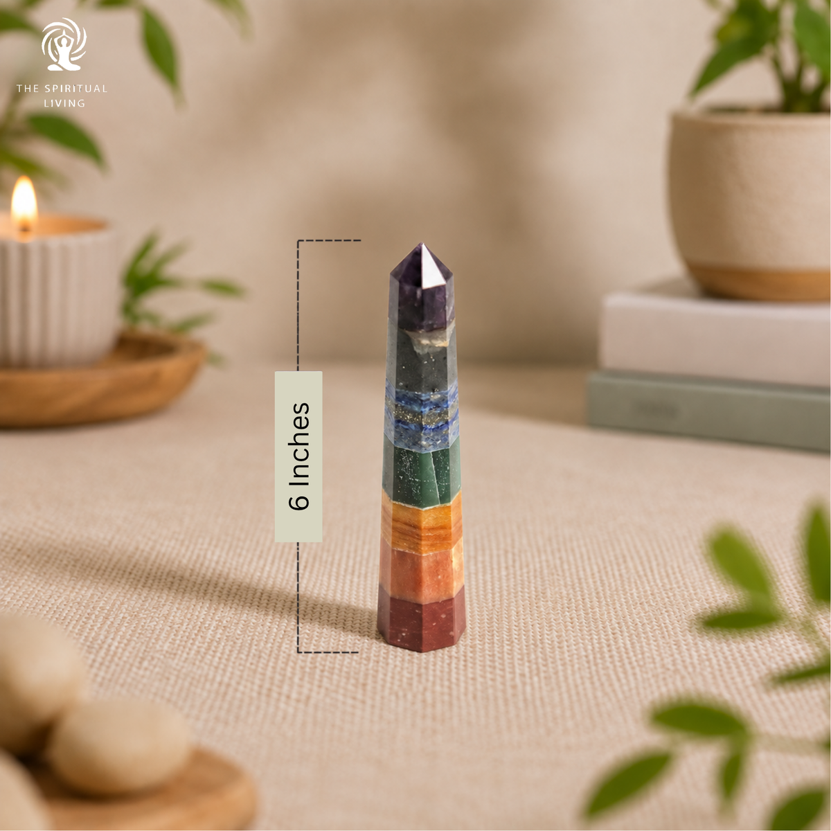 Crystal Wands For Healing | 6 Inch | Natural Selenite Seven Chakra Crystal Wand | Seven Chakra Pencil |Home & Office |