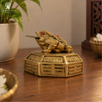 Feng Shui Frog with Coin in Mouth | 2.5 Inch | 3 Legged | Resin Antique Golden |