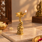 Elephant Trunk Style Diya on Stand (Brass ) 4 Inch