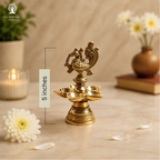 Brass Peacock Diya | 5 Inch | Panch Diya for Aarti | Panchaarti |  Mor Diva | Diya for Pooja | Diwali |