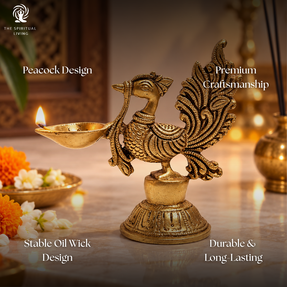 Peacock Oil Lamp (Brass) Diya