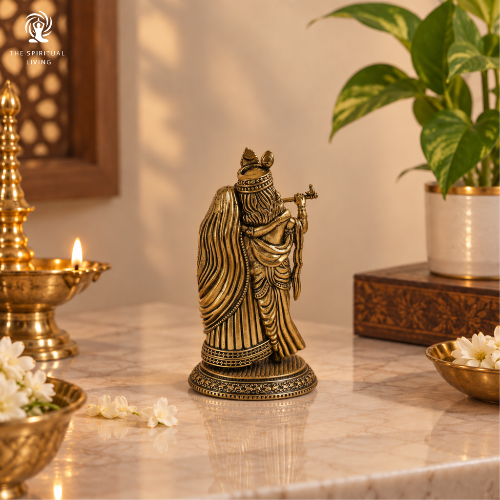 Brass Radha Krishna Statue - 4 Inch