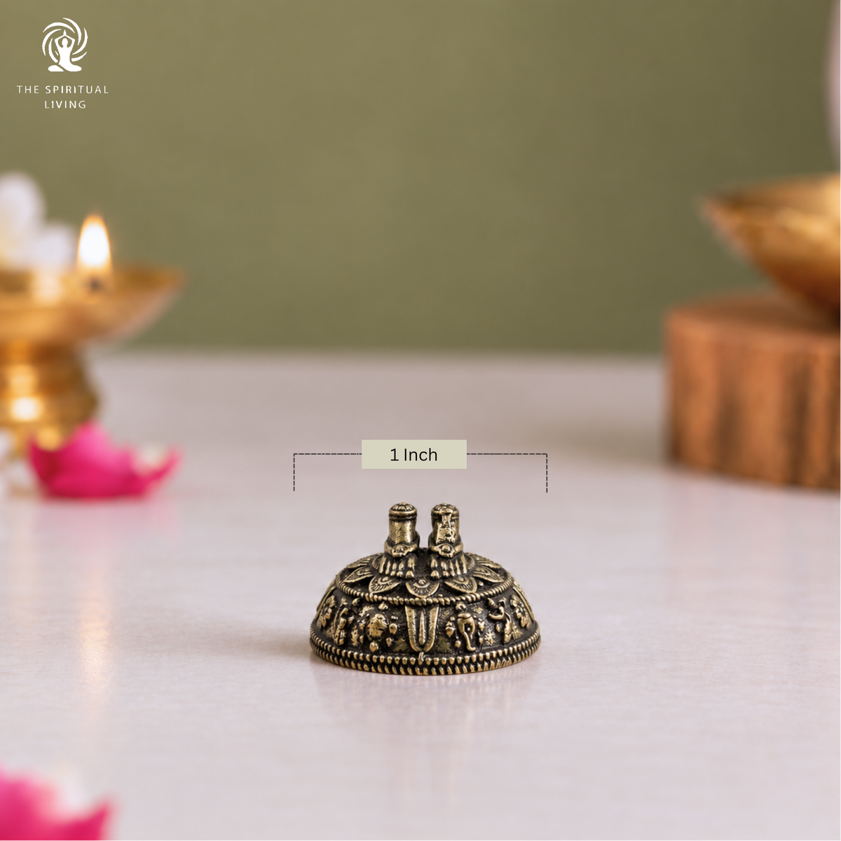Brass Balaji Charan Paduka Miniature | 1 Inch | Small Tirupati Balaji Padam |