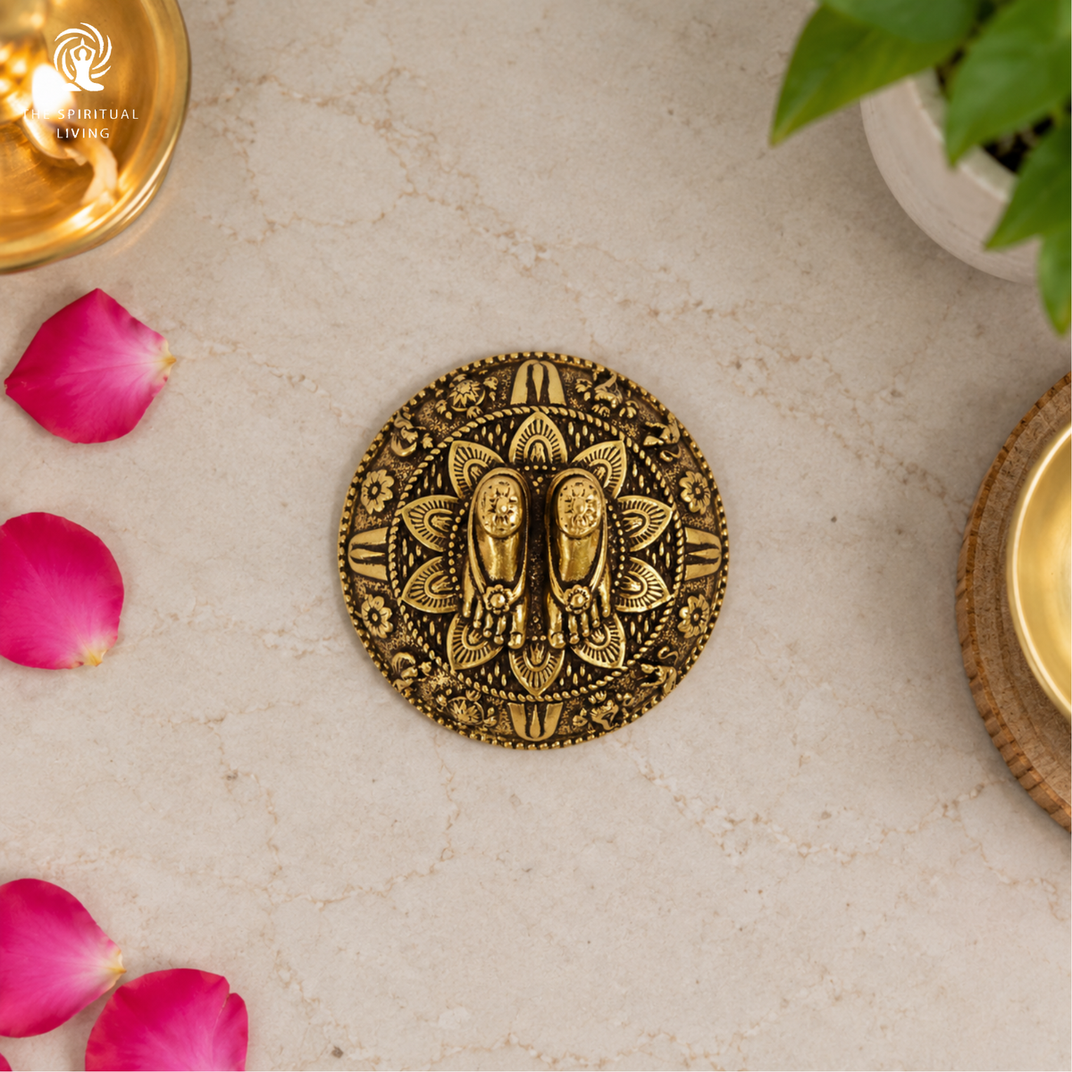 Crafted Brass Balaji Paduka - 1.5 Inch - Balaji Padam