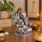 Ganesh Ji Decoration Items for Home | 8 Inch | Murti | Ganpati Idol  | Silver & Golden | Ideal for Gifting
