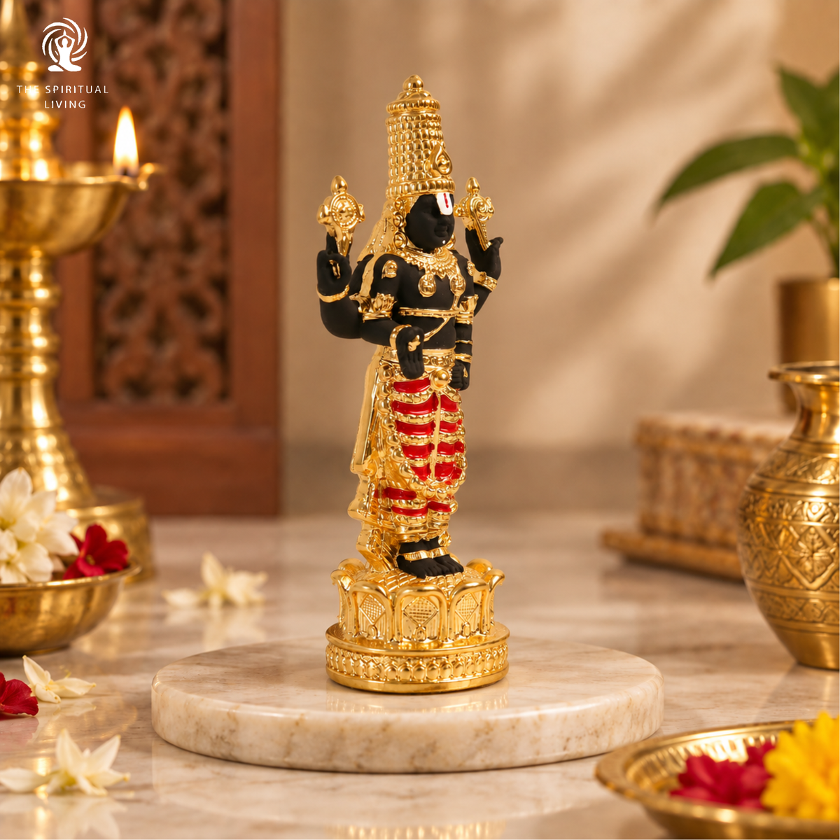 24 Carat Gold Coated Balaji Idol - 4.5 Inch