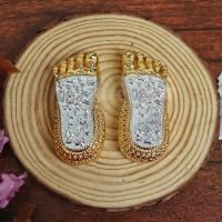 TSL Luxe Laxmi Charan Paduka | 3 Inch | Ideal for Maa Lakshmi Puja | Vastu & Mandir  Pooja Room | Office | Home | Business |
