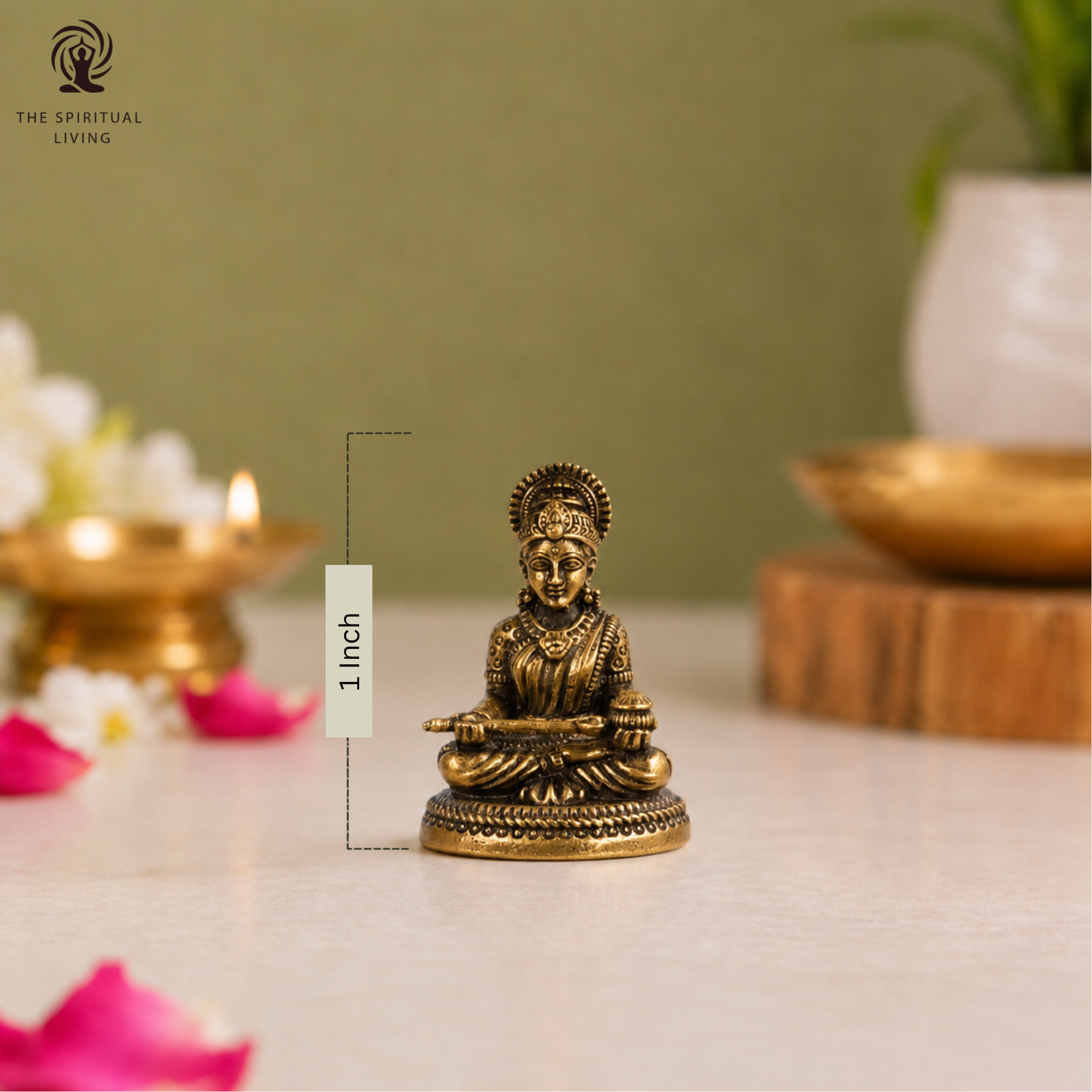 Small Brass Maa Annapurna Minature Idol | 1 Inch |  Car Dashboard | Pooja Room |