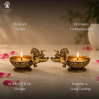 Small Elephant Diya | 2.25 Inch |  Kuthu Vilakku | Decoration Items for Home Decor | Diwali | Ideal for Gifting |