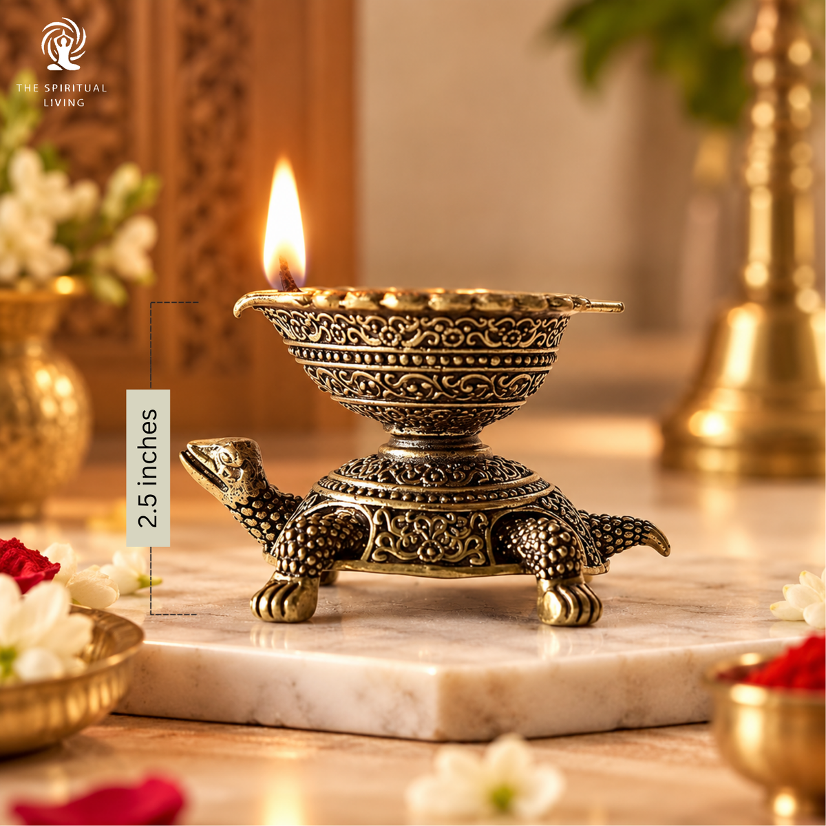 Brass Tortoise Diya - 2.5 Inch