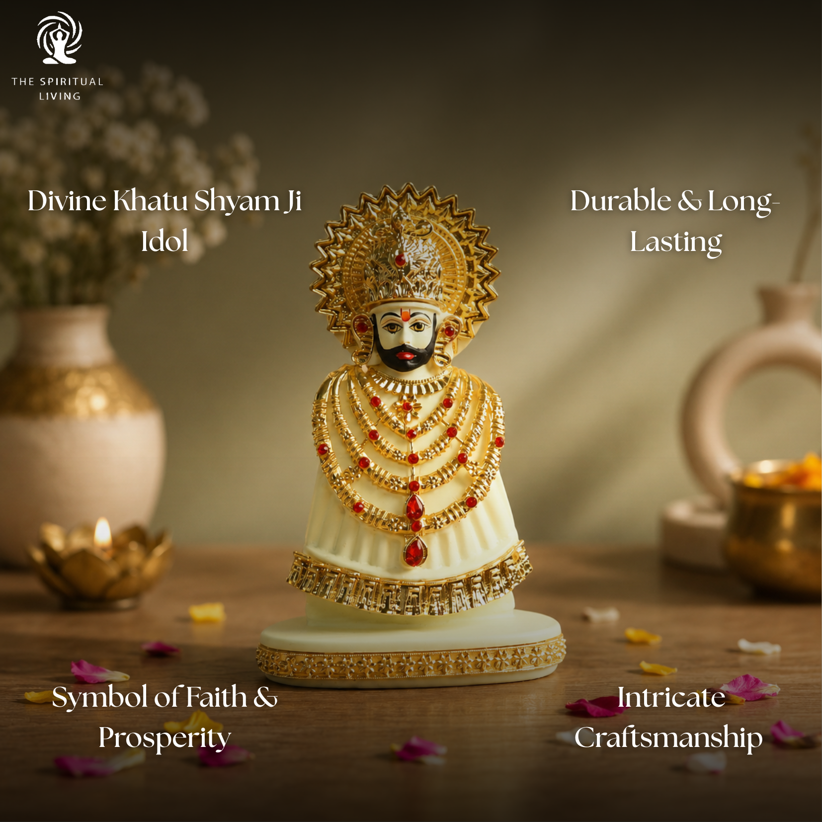 Khatu Shyam Murti | 5 Inch | Gold Plated Ornaments | Baba Khatu Shyam Ji Idol | | Tamil |