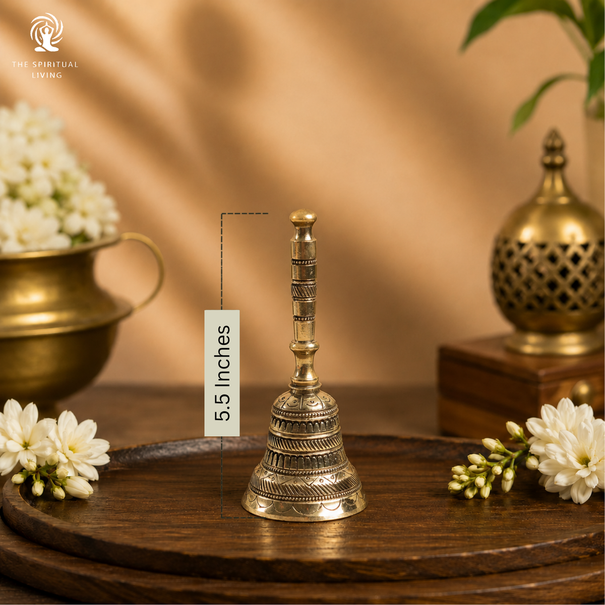 Brass Pooja Hand Bell - 5.5 Inch
