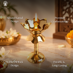 Brass Heavy Akhand Lotus Kamal Nanda Diya | 5 inch | Kuthu Vilakku | Diwali Gift Items | Diwali Decor |