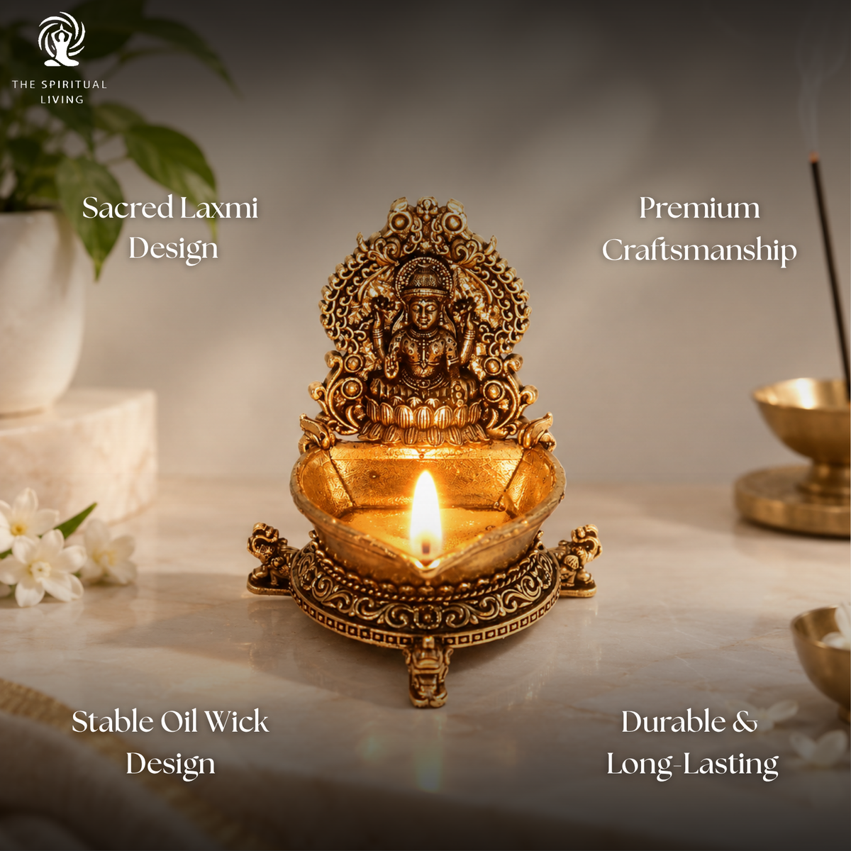 Brass Laxmi Diya for Puja - 3 Inch