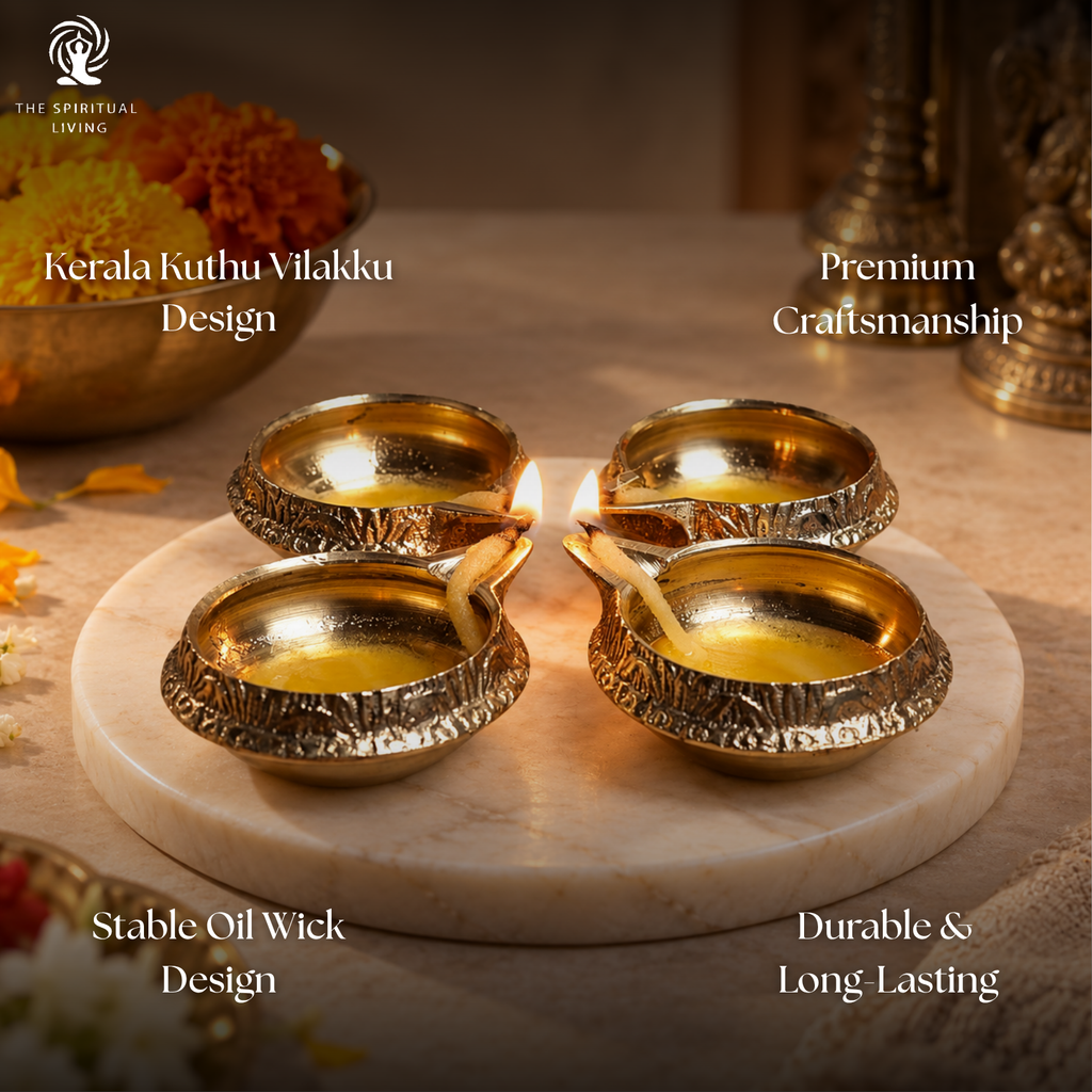 Brass Diya for Pooja | 2.5 Inch - Set of 4 | Kerala Kuthu Vilakku | Deepam Kundulu | Diwali |