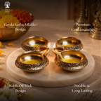 Brass Diya for Pooja | 2.5 Inch - Set of 4 | Kerala Kuthu Vilakku | Deepam Kundulu | Diwali |