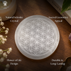 Natural Selenite Flower of Life Charging Plate