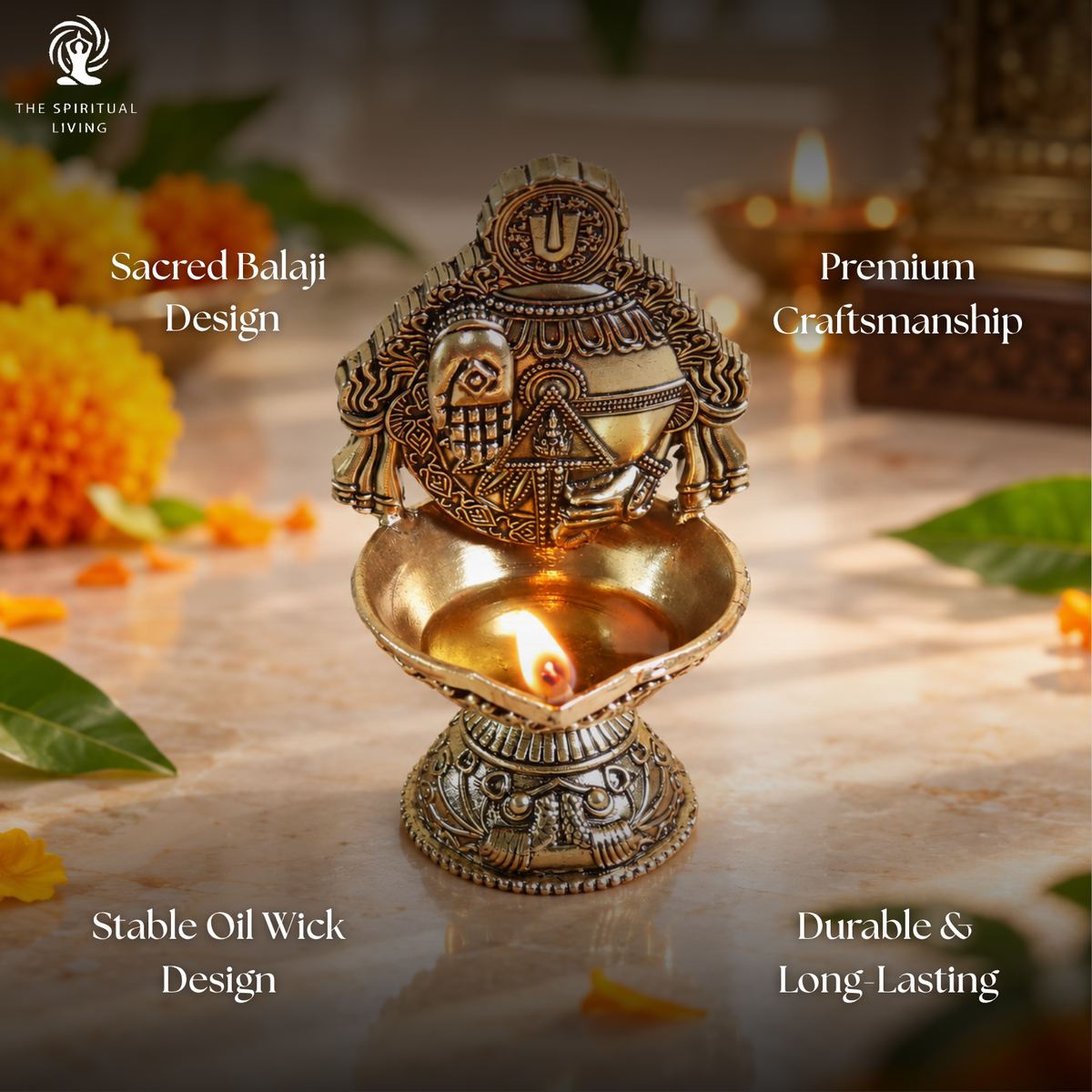 Brass Lord Balaji Diya | 3.5 Inch | Tirupati Balaji | Diya for Puja |  Deepam Kundulu | Venkateswara |