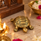 Pure Brass Tortoise for Vastu | 3.5 Inch | Golden Feng Shui Turtle Idol for Wealth, Prosperity & Good Luck
