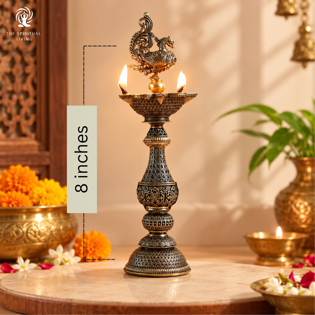 Peacock Samai Brass | 8 Inch | Diya for Pooja | Samayi | Kuthu Vilakku |