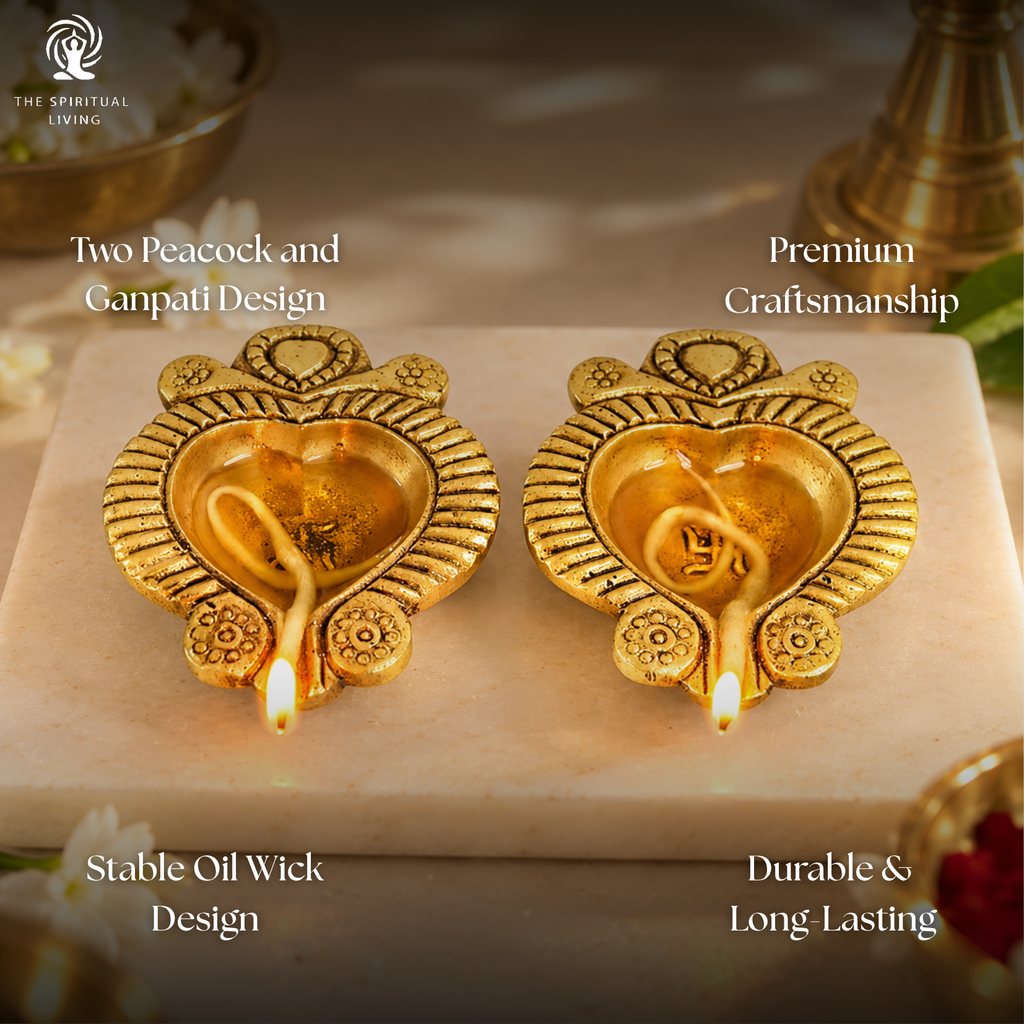 Leaf Shape Handcrafted Oil Wick Diya | 3 Inch | Pooja | Diwali | Brass Diya | Pack Of - 2 |