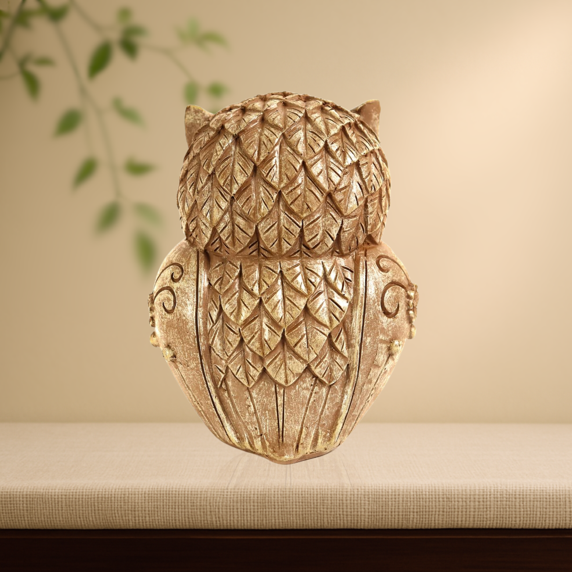 Owl Statue for Good Luck - 4 Inch (Beige)