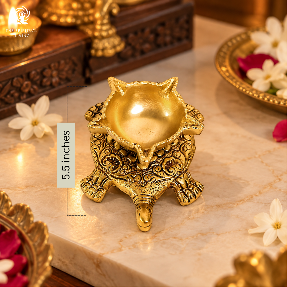 Tortoise Oil Lamp Diya (Brass) 5.5 Inch