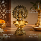 Brass Peacock Diya - 4 Inch