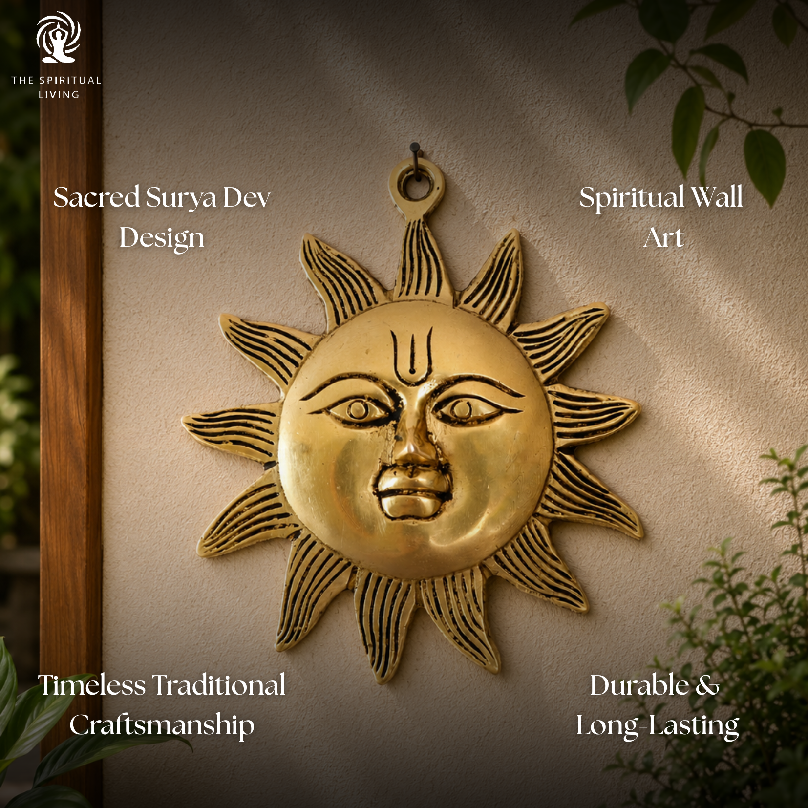 Brass Sun God Wall Hanging - 5 Inch