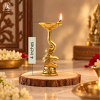 Elephant Trunk Style Diya on Stand (Brass ) 4 Inch