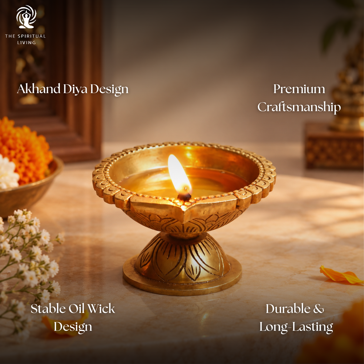 Brass Diya for Pooja | 3.5 Inch | Akhand Diya | Big Size | | Kuthu Vilakku |