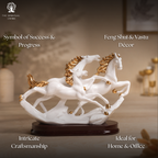 3 Running Horses Feng Shui Showpiece – 7 Inch  (White)