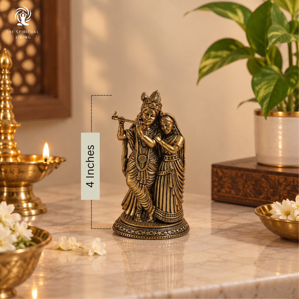 Brass Radha Krishna Statue - 4 Inch