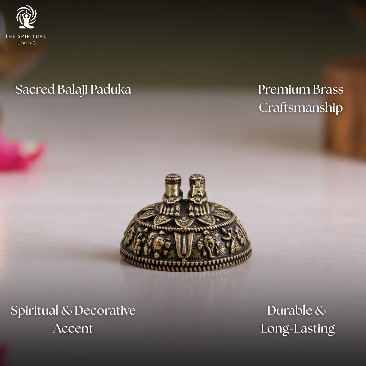 Brass Balaji Charan Paduka Miniature | 1 Inch | Small Tirupati Balaji Padam |